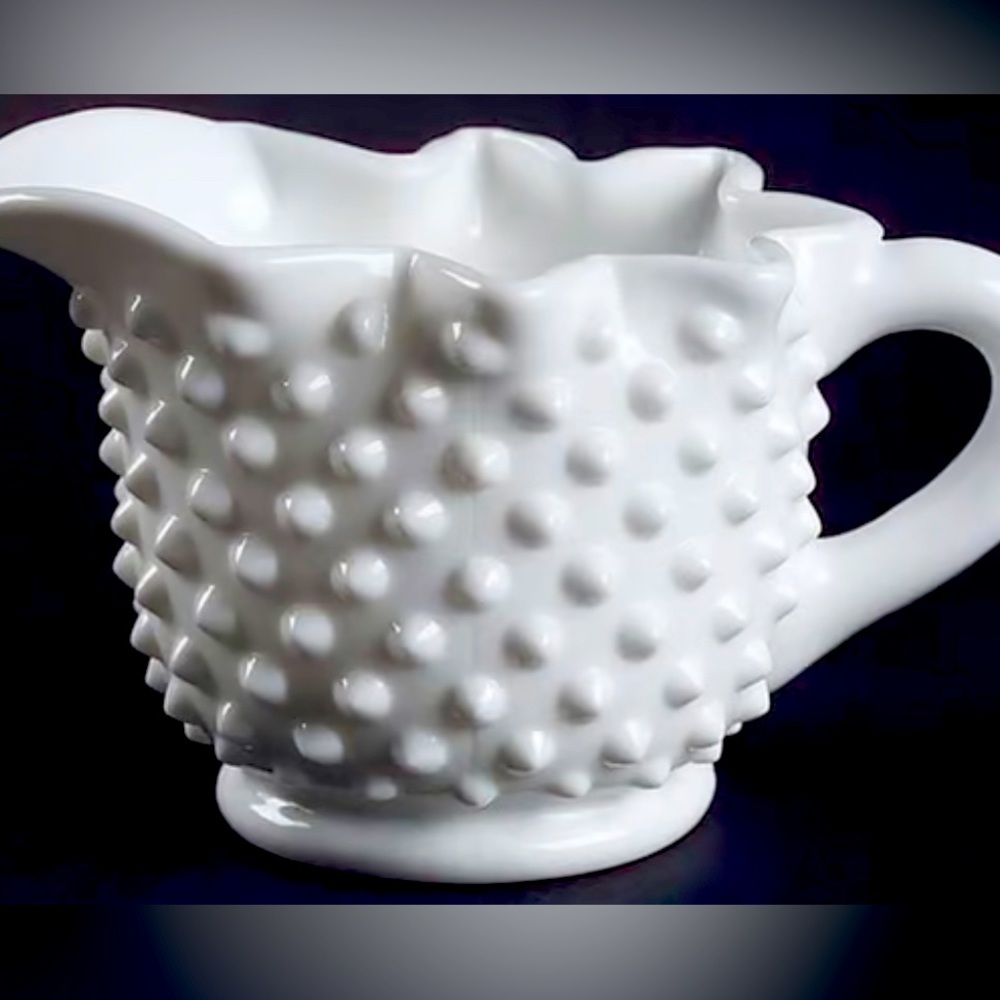 Fenton Hobnail Creamer Star Shaped White Milk Glass Vintage 1950s